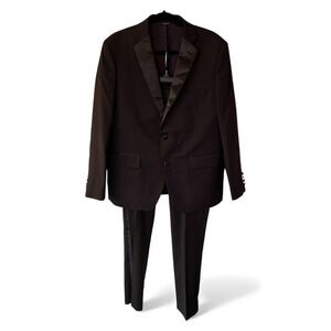 APT 9 Men's Black Premier Flex Slim Fit Tuxedo Suit Jacket Pants Set 42S 33x31